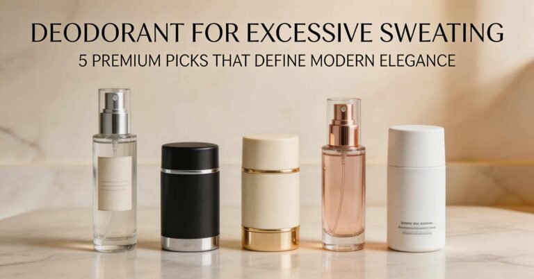 Premium deodorants for excessive sweating displayed in a luxury flat lay with aloe vera and clean skincare elements.