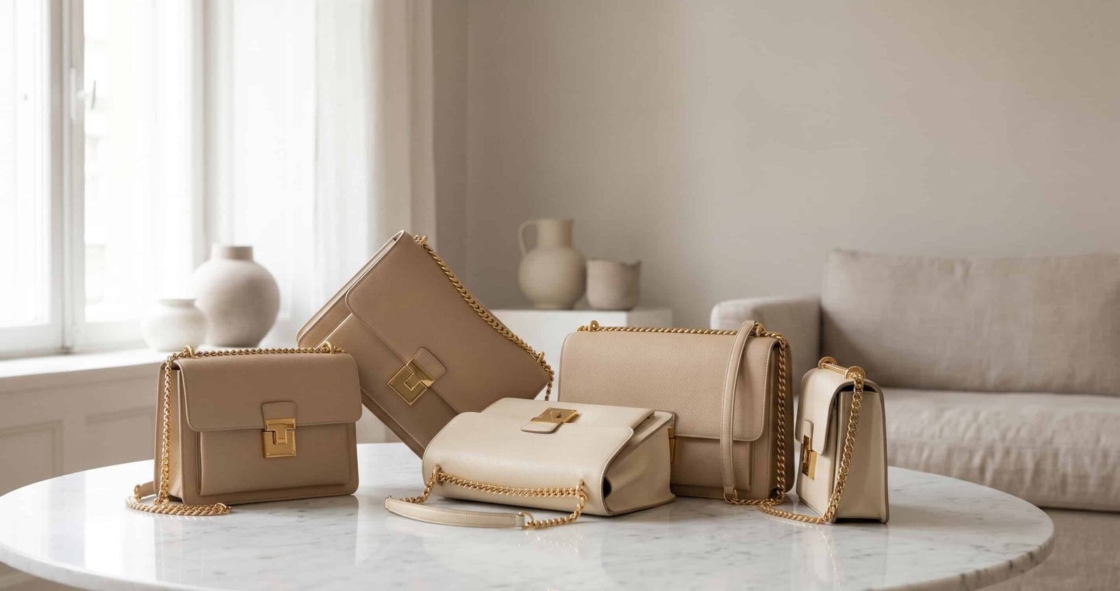 Affordable designer style bags for women 2026 with luxury look handbags on marble background