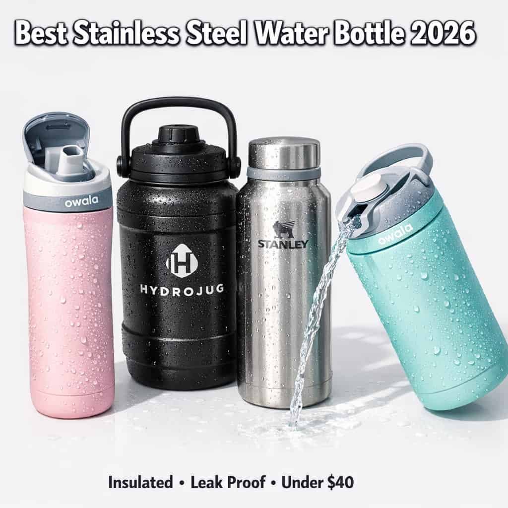 Best Stainless Steel Water Bottle in 2026 - Top insulated leak proof picks under $40 including Owala FreeSip and HydroJug